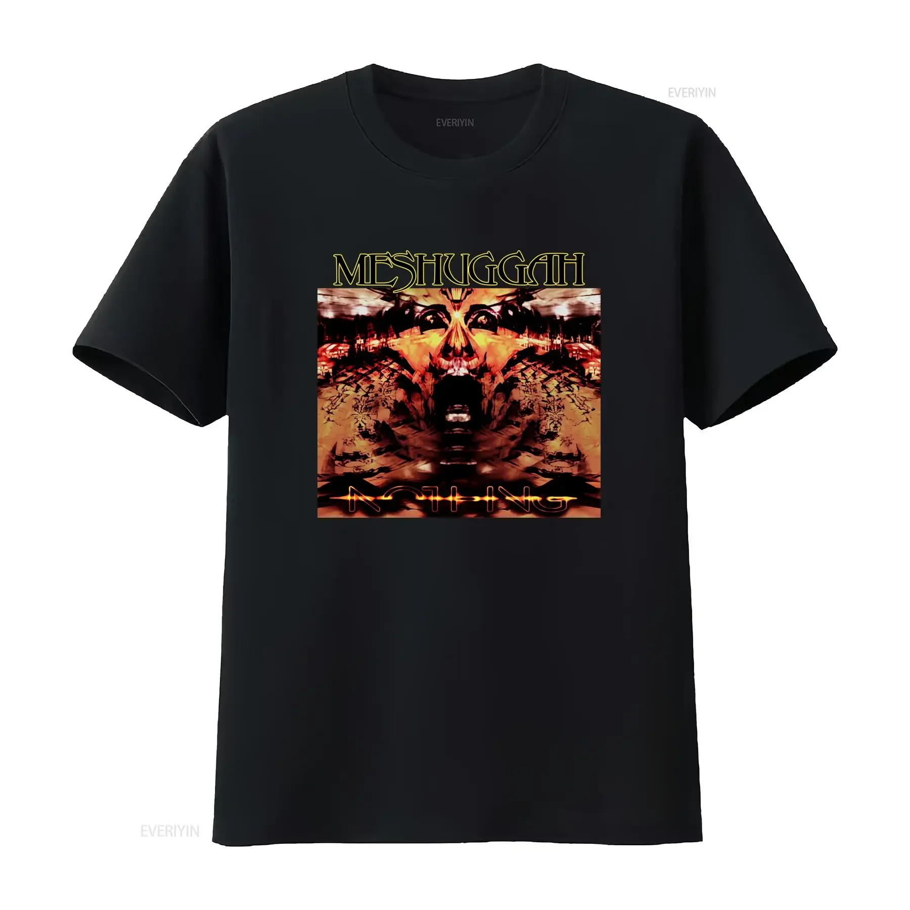 Gothic Dark Heavy Metal Meshuggah Nothing Album Skull Print Streetwear Casual T Shirt vintage Washed Slightly Soft streetwear