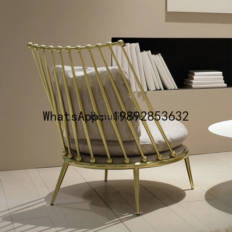 

YZ Stainless steel backrest casual chair cotton and linen fabric soft bag seat cushion