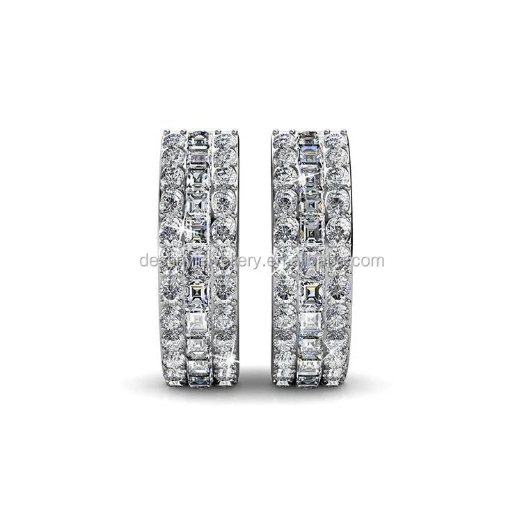 Sterling Silver 925 Premium Austrian Crystal Jewelry Fashion Diamond Hoop Wholesale Earring Destiny Jewellery