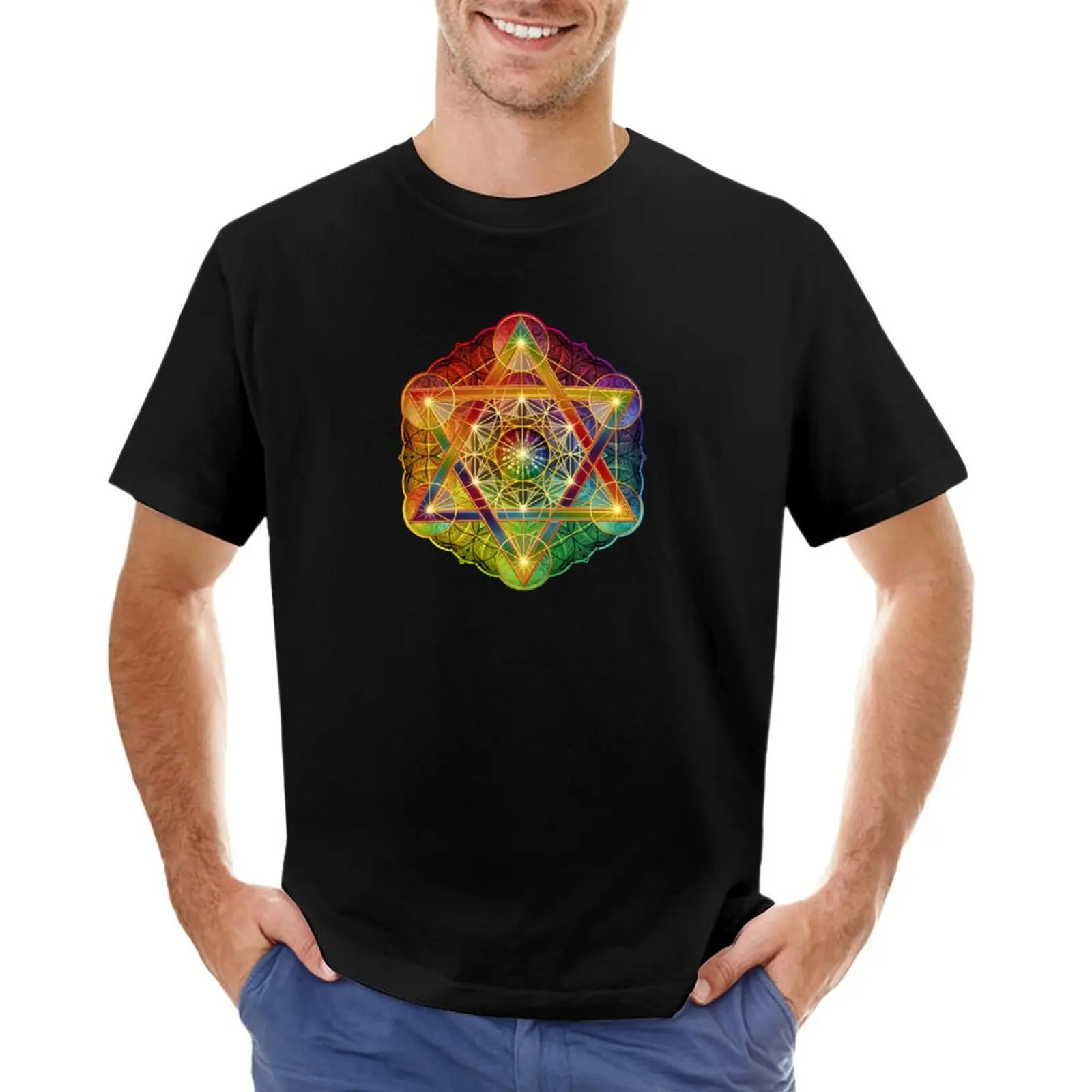 Metatron's Cube with Merkabah and Flower of Life T-Shirt blacks for a boy blanks new edition funny t shirts men