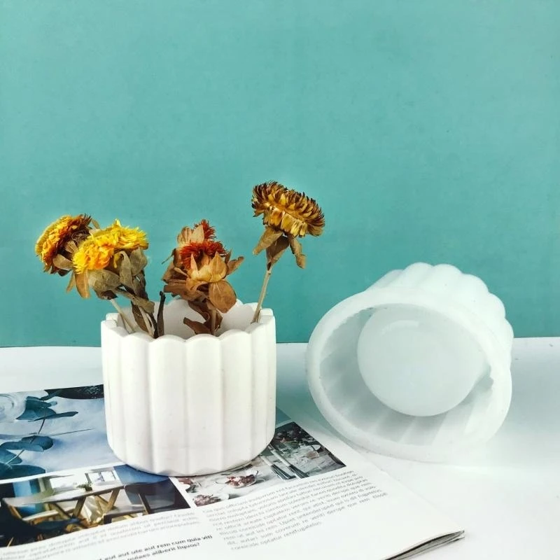 

4x Cylinder Flower Pot Cement Mold Garden Planter Concrete Silicone Mold for Handmade Jar Storage Box Plaster Resin Mold