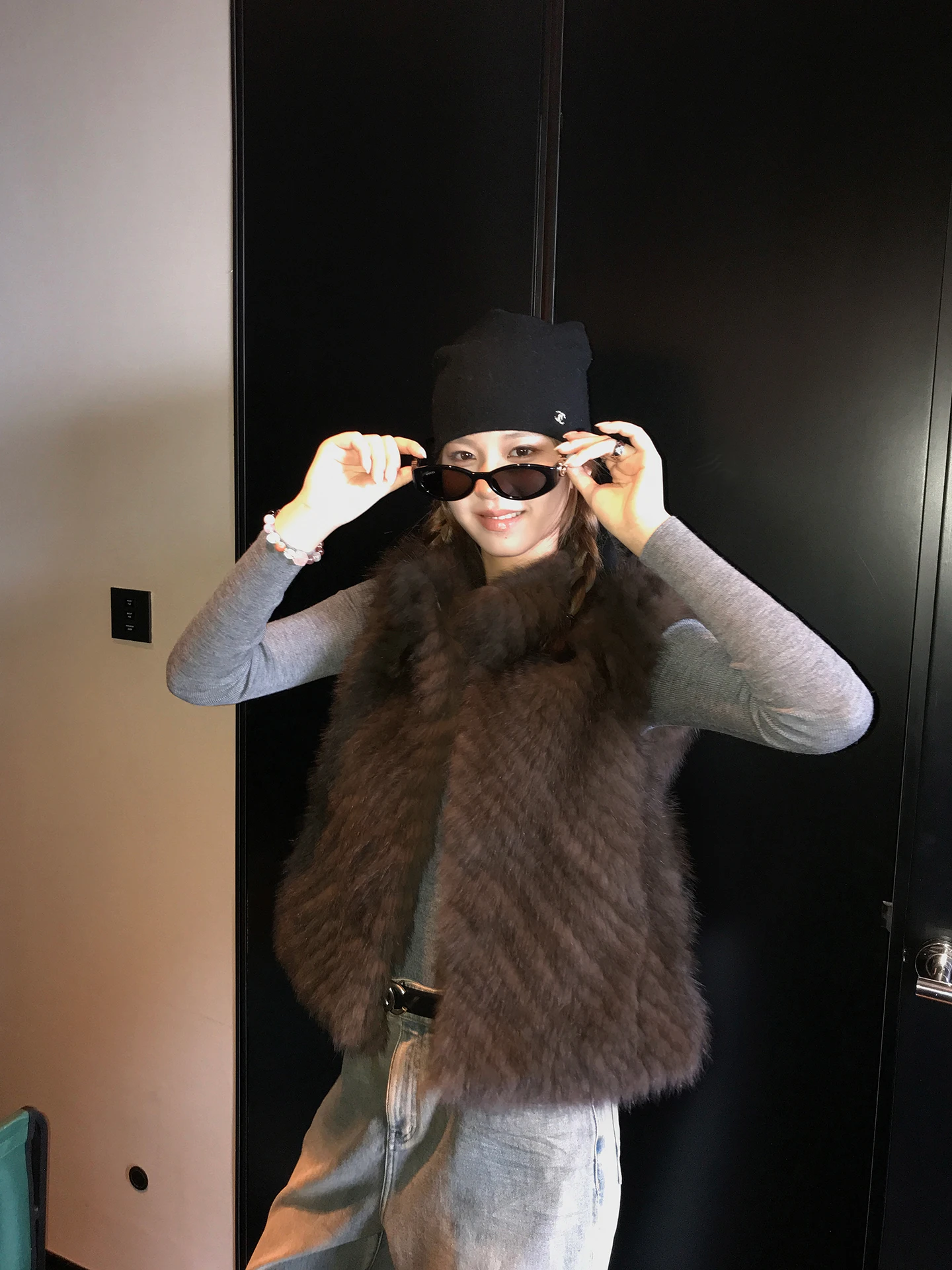 سترة فرو مخططة من فراء الثعلب، ياقة قصيرة للنساء، معطف جديد للتخسيس.