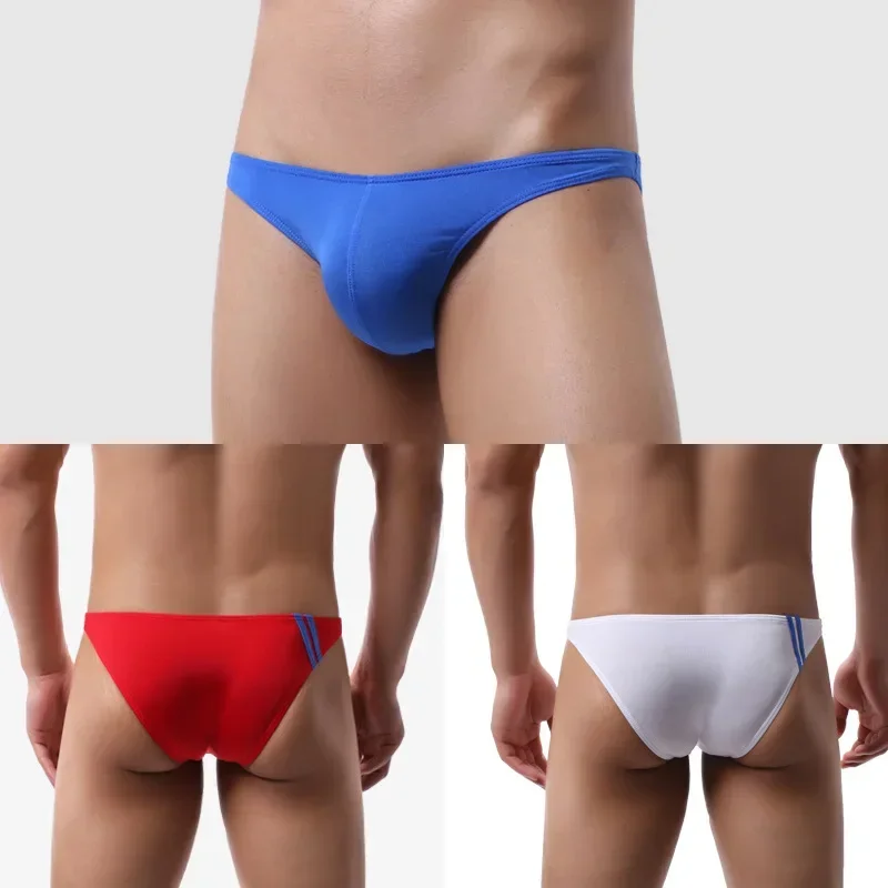 Mens Briefs Color-block Plus Size Low Rise U Convex Sexy Stretch Sports Panties Men