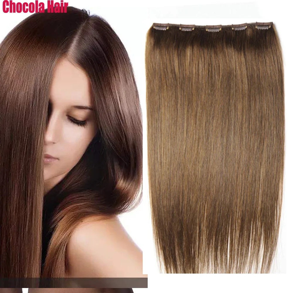 

Chocola 100% бразильские человеческие волосы Remy, 16 "-24" 70 г, 80 г, цельный набор с 5 зажимами, 1 шт., прямые без кружева