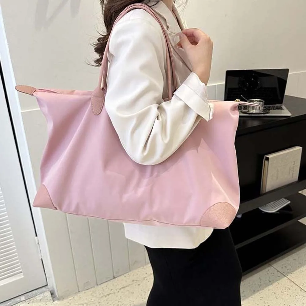 

Solid Color Oxford Tote Bag Waterproof Large Capacity Nylon Shoulder Bag Travel Wash Bag Dumpling Bag Simple Underarm Bag