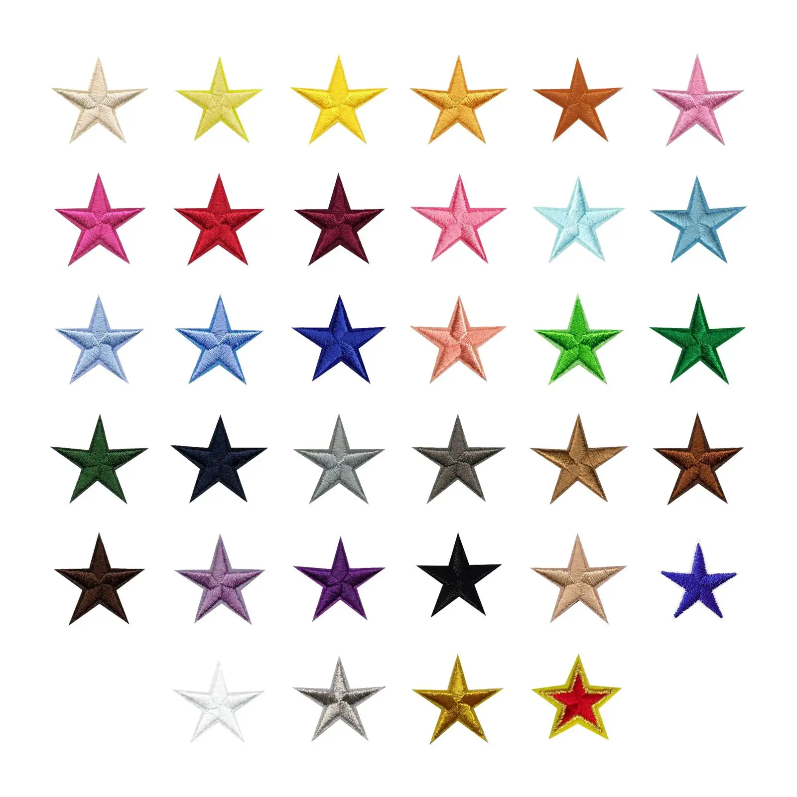 34x Star Embroidery Patches Stickers Badge Patches DIY Sew on Patch Iron on Patches for T Shirt Clothes Bag Backpack Jeans