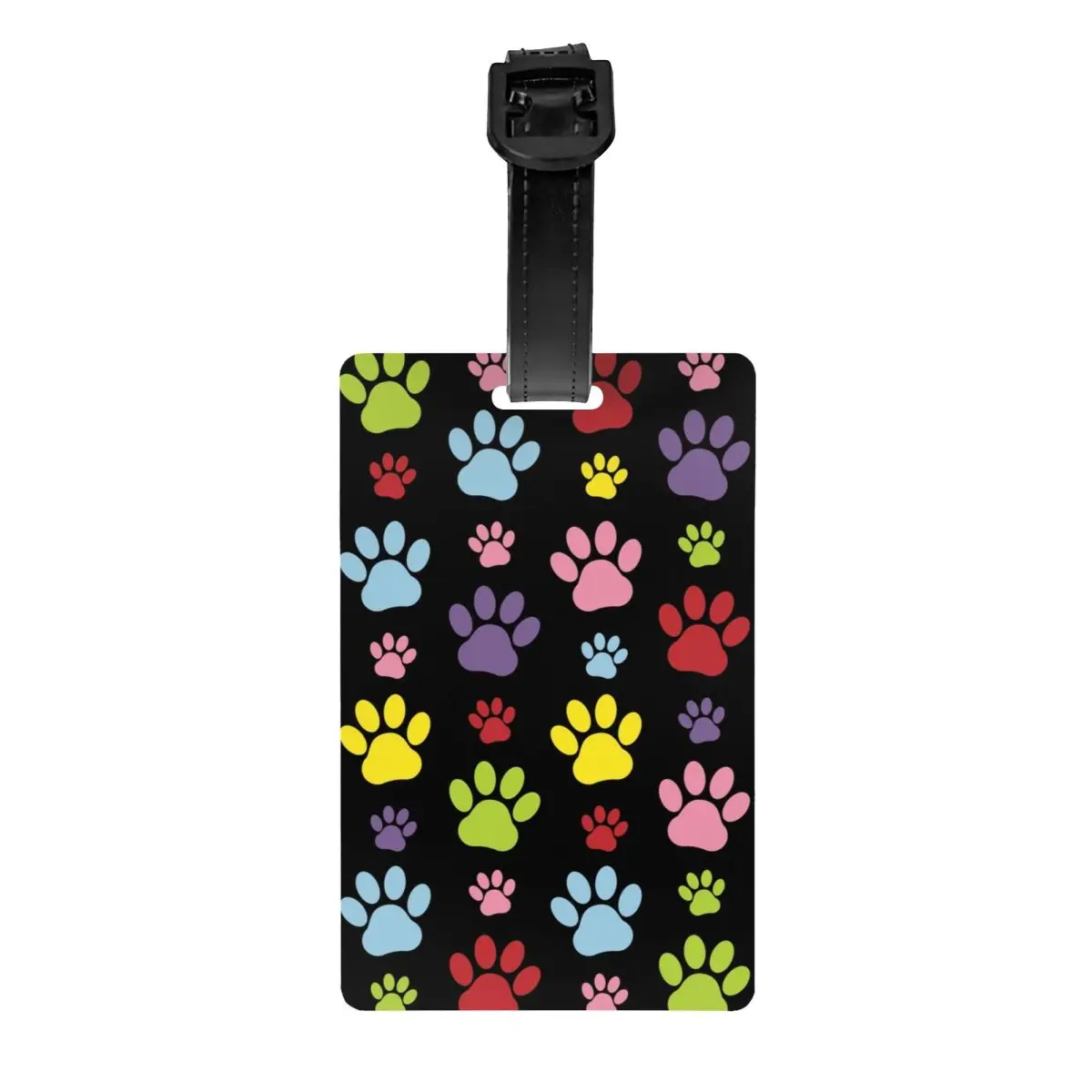 Custom Colorful Paws Pattern Luggage Tag for Suitcases Cute Dog Paw Prints Pet Baggage Tags Privacy Cover Name ID Card