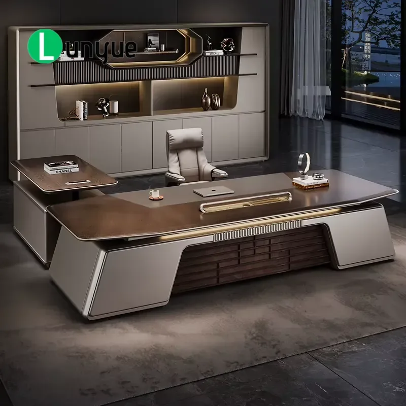 Modern Light Luxury Adjustable Wooden Desk Simple High End Office Furniture for Commercial Use in Office Buildings Durable