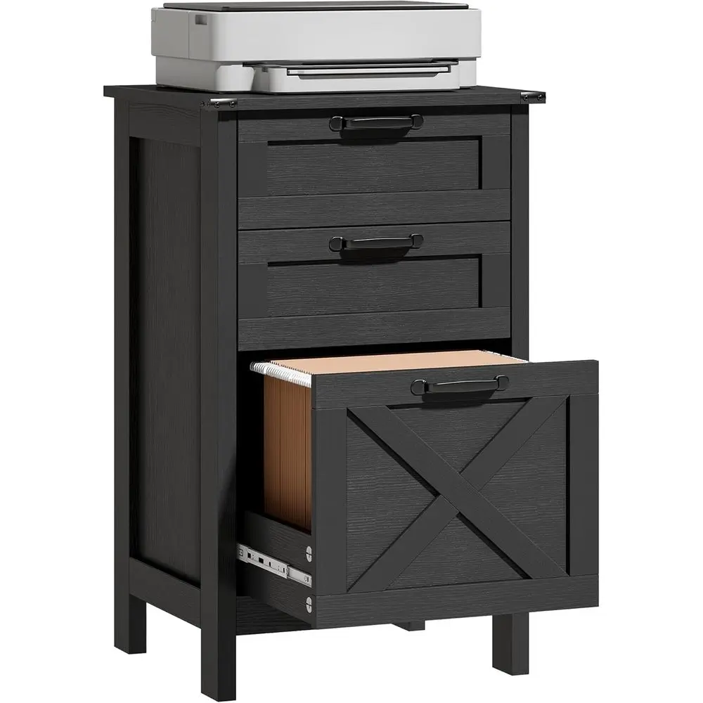 3 Der ile Cabinet with Silent Slides, Veal iling Cabinet or Hanging A4/Letter Size, Rustic armhouse Printer Stand with Storage o