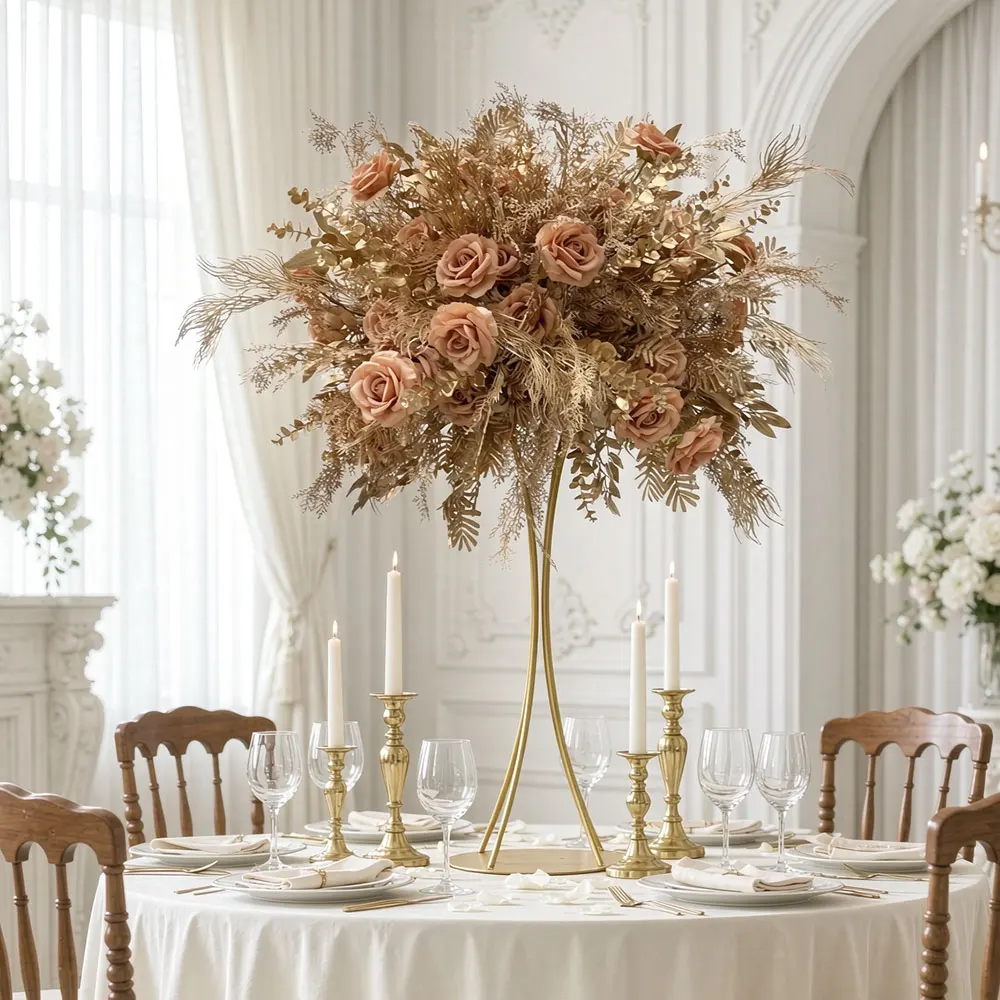 GNW Luxury Customized Silk Flower PE Foam Ball Vintage Pampas Floral Wedding Centerpiece Table Backdrop Decor