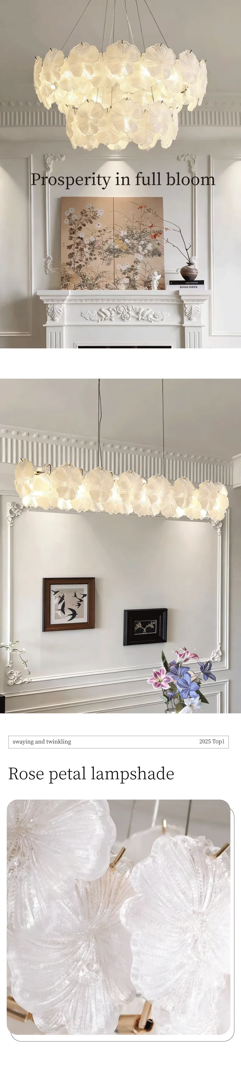 Flower Glass E14 LED Pendant Lights Living Room Luminaires
