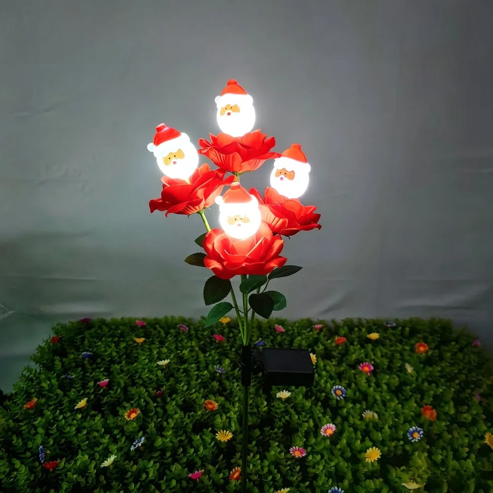 Solar Powered Solar Christmas Lights Waterproof LED Christmas Decorative Lights Doll Design Rose Design Outdoor Ground Light