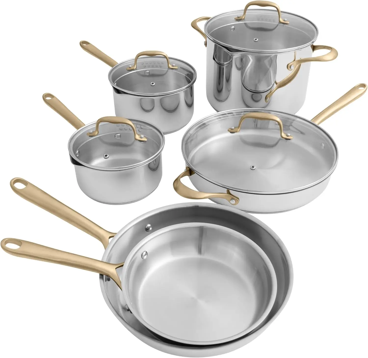 

10-Piece Non-Toxic Stainless Steel Cookware Set (CWSETL-ST-10)