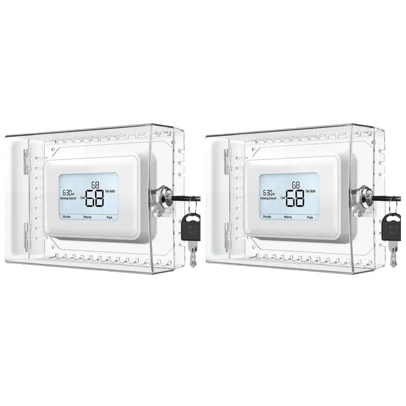 2PackX(Large Thermostat Lock Box Cover with Key for , Clear Thermostat Cover Fits Thermostats 5H X 6inch W or Smaller)
