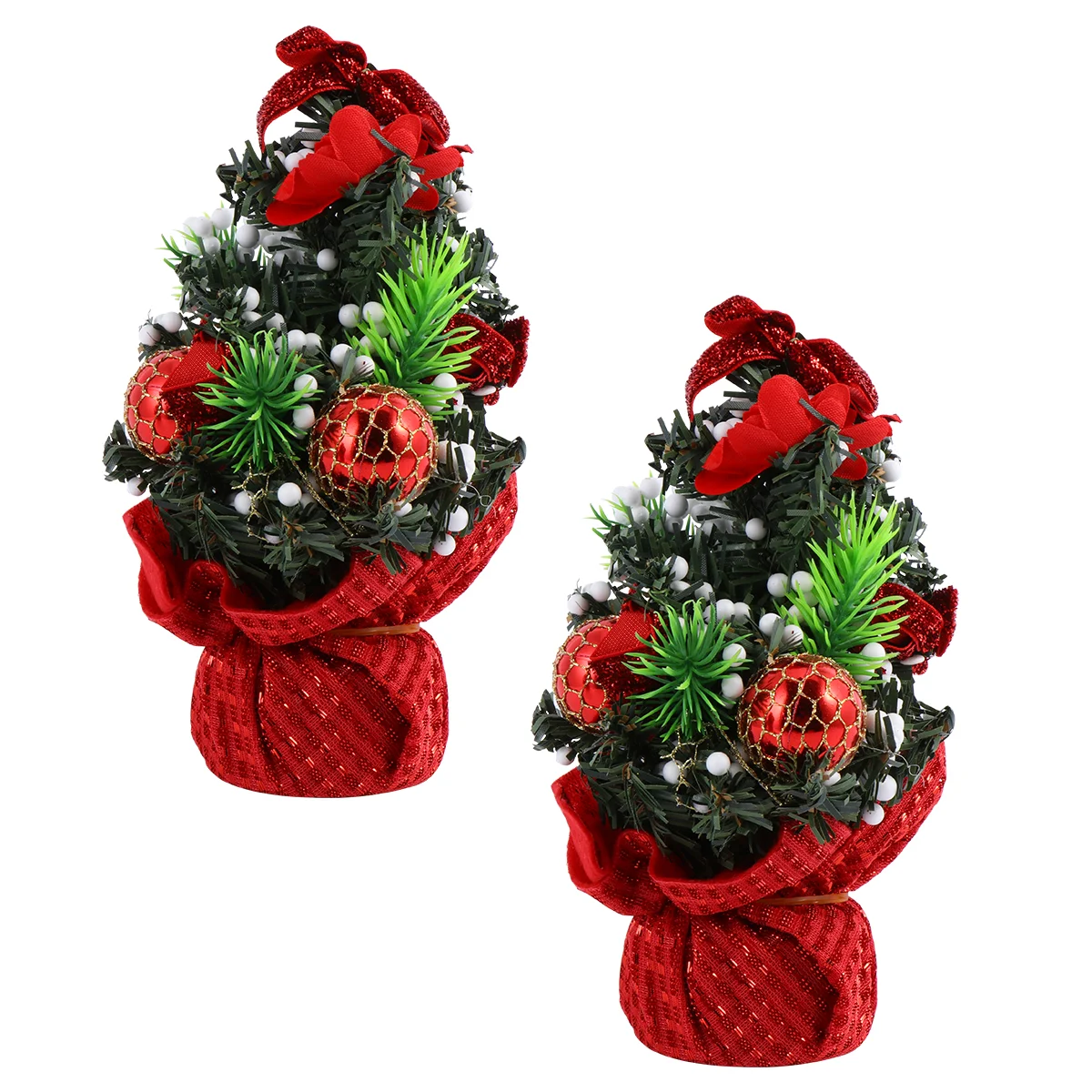 

2 Pcs Christmas Tree Artificial Small Trees Party Prop Supplies Mini Plastic Xmas Ornament