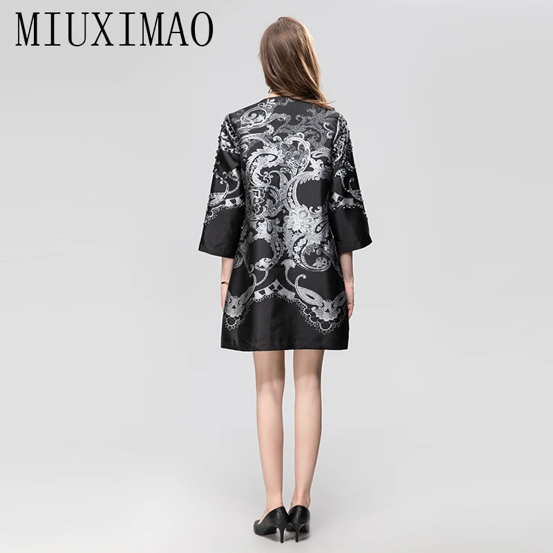 MIUXIMAO 2023 Fashion Autumn&Winter Elegant Jacket Diamonds Coat O-Neck Single Breasted Embroidery Fashion Jackets for Women