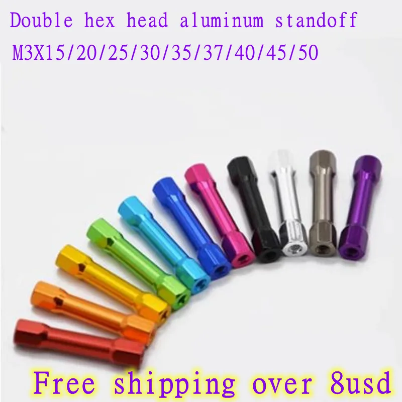 10pcs M3*15/20/25//30/35/ 37/40/45/50 double hex head Multi-color Aluminum Standoff spacer For RC Multirotors