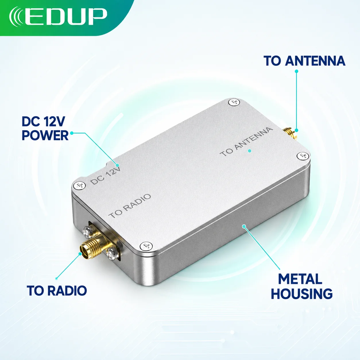 EDUP AB071‑AB075 10W High Power WiFi Signal Booster Amplifier 12V Dual‑Band 40dBm for Home Router Compatible with 802.11n