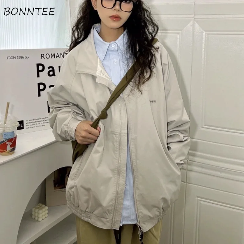 

Jackets Women Turn-down Collar Daily Loose Fit Students Young Classic Popular Autumn Coats All-match Harajuku Streetwear