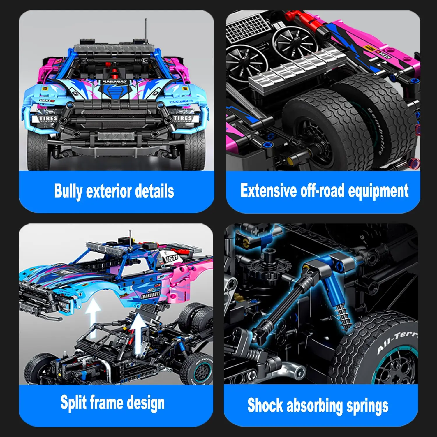 Ahli Teknis Model Mobil Olahraga Off-Road Blok Bangunan Batu Bata Kendaraan Balap Super Mekanis Kota Mainan MOC untuk Hadiah Anak-anak