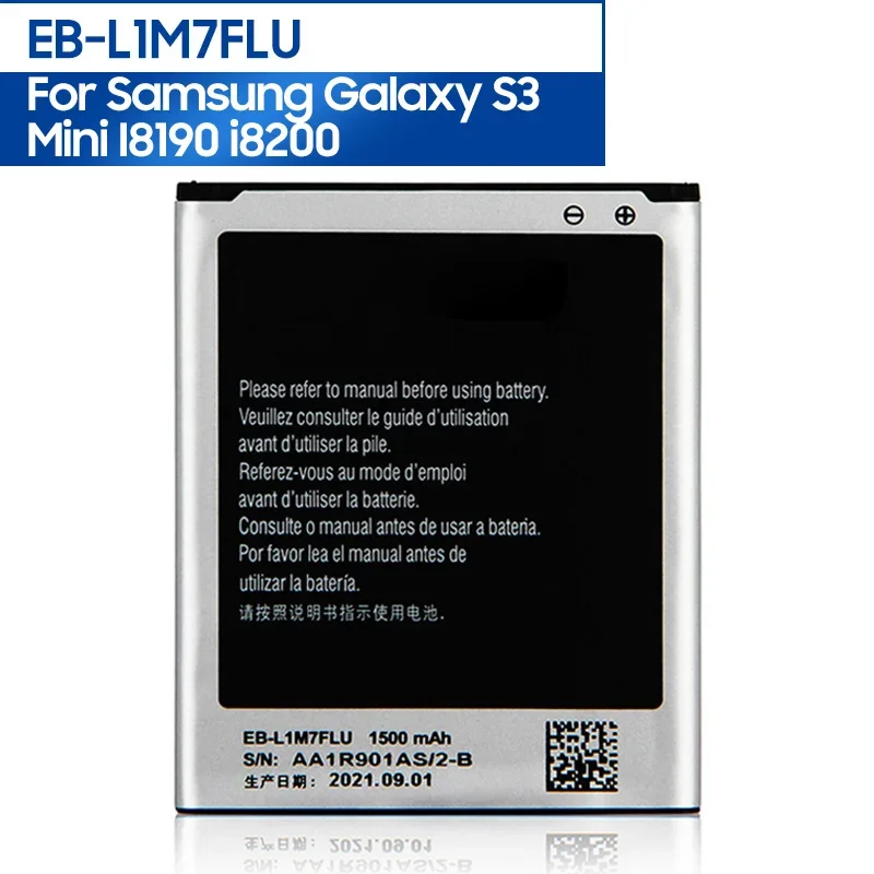 

NEW Replacement Phone Battery EB-L1M7FLU For Samsung Galaxy S3Mini S3 Mini I8190 I8190N i8200 1500mAh