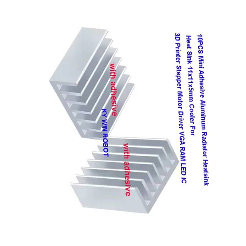 10pcs Computer Cooler Radiator Aluminum Heatsink Heat Sink for Electronic Chip Heat Dissipation Cooling Pads 11*11*5mm
