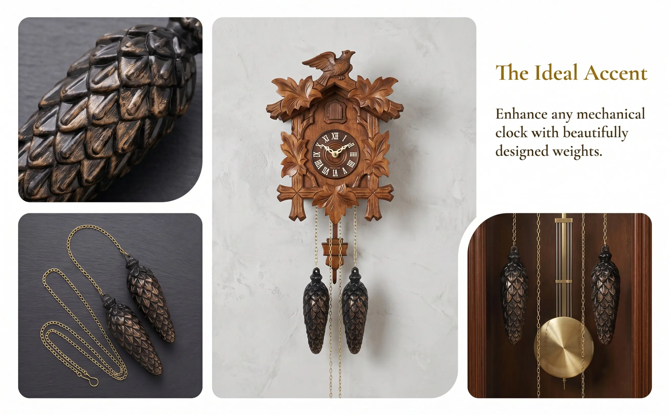 2Pcs Cuckoo Clock Decoration Hammer Music Movement Vintage Wall Art Home Office German Traditional Cuckoo Clock Bird