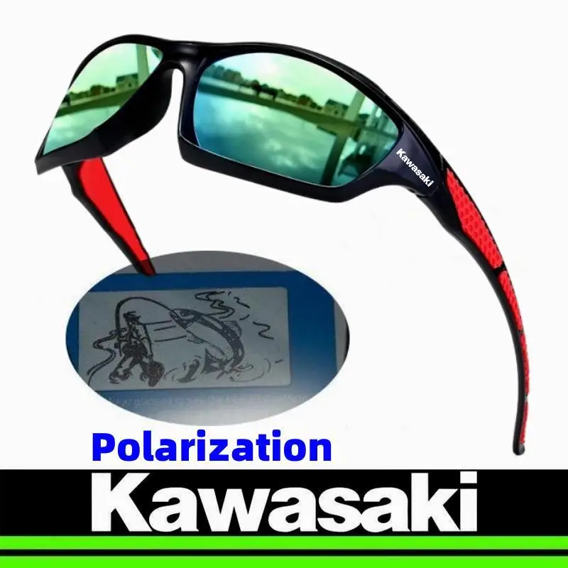 New Kawasaki Motorcycle Glasses Men\'s Driving Camping Hiking Fishing Polarized Sunglasses Outdoor Sports UV400 Bicycle Glasses