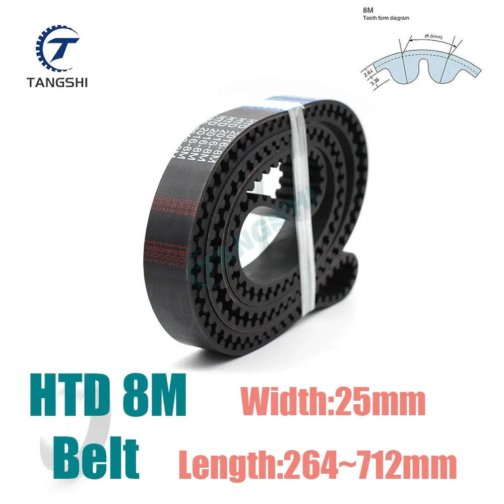 

HTD 8M Closed Loop Timing Belt Width 25mm Synchronous Belt Length 264 288 320 336 344 352 360 368 376 384 392 400 408 416~712mm