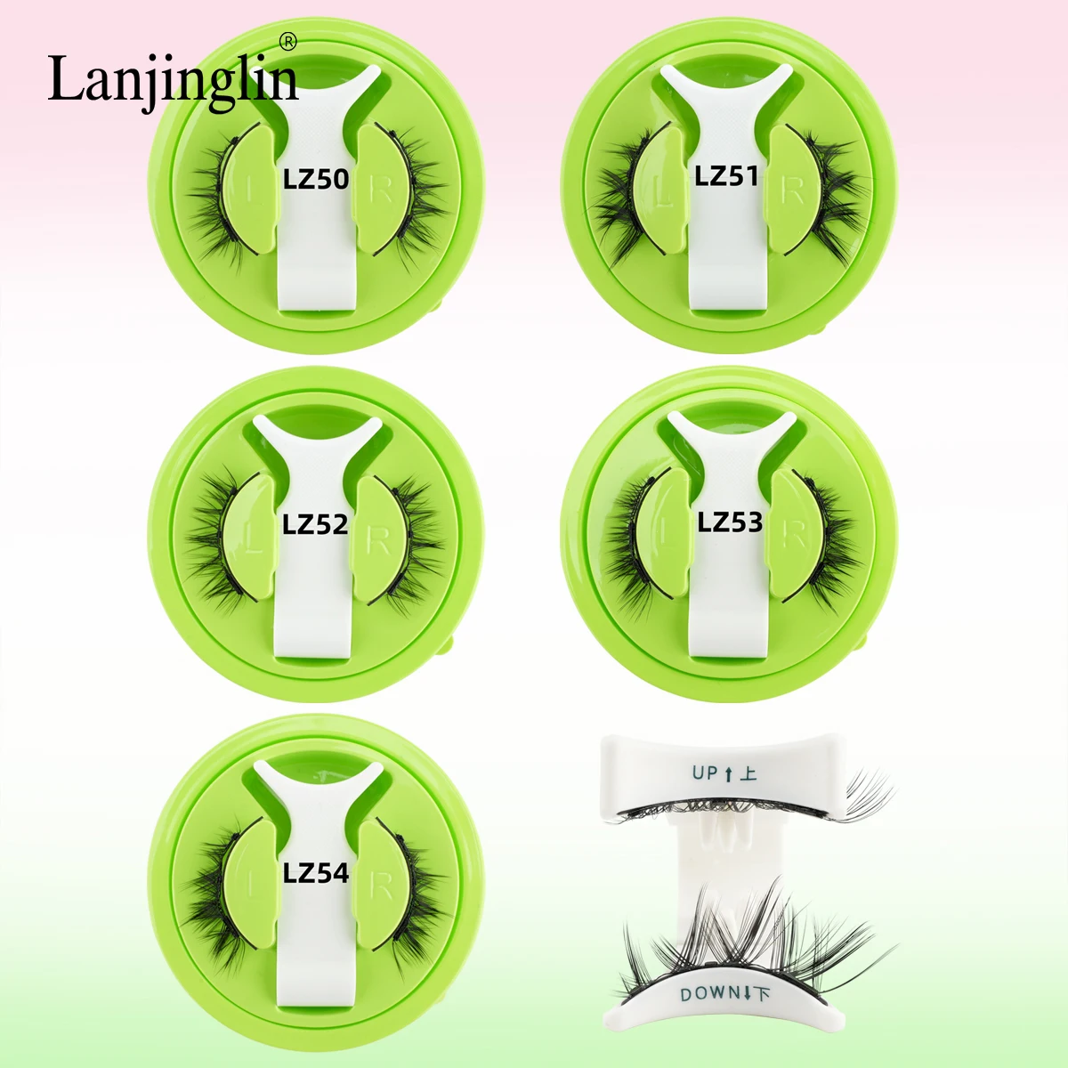 Lanjinglin cílios magnéticos reutilizáveis, 1 par, sem necessidade de cola, magnético 3d com pinça, kit de cílios postiços magnéticos, maquiagem