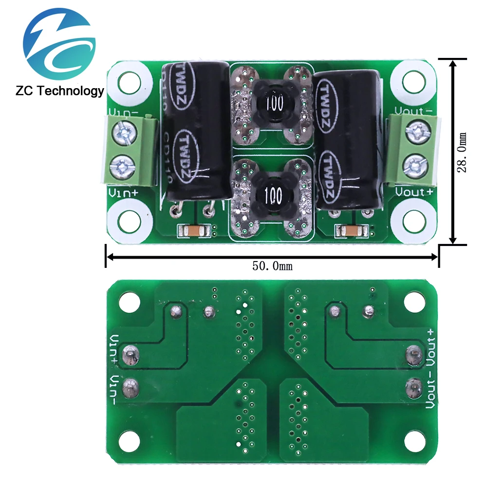 DC Power Filter Board 0-25V/0-50V 2A/3A/4A Class D Power Amplifier Module Interference Suppression Board EMI Suppression