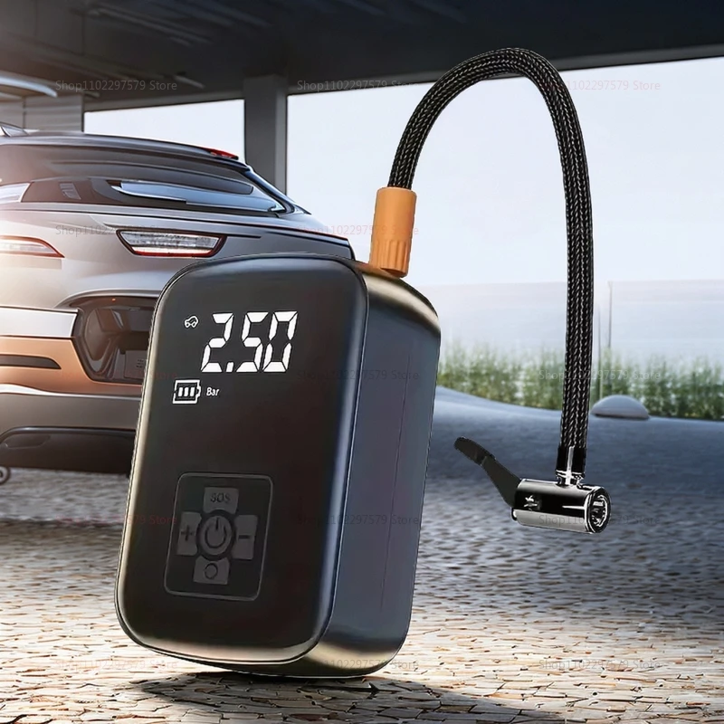 

Беспроводной цифровой автомобильный насос для подкачки шин, портативный, многофункциональный, для экстренных случаев, для велосипедов и баскетбольных мячей, перезаряжаемый