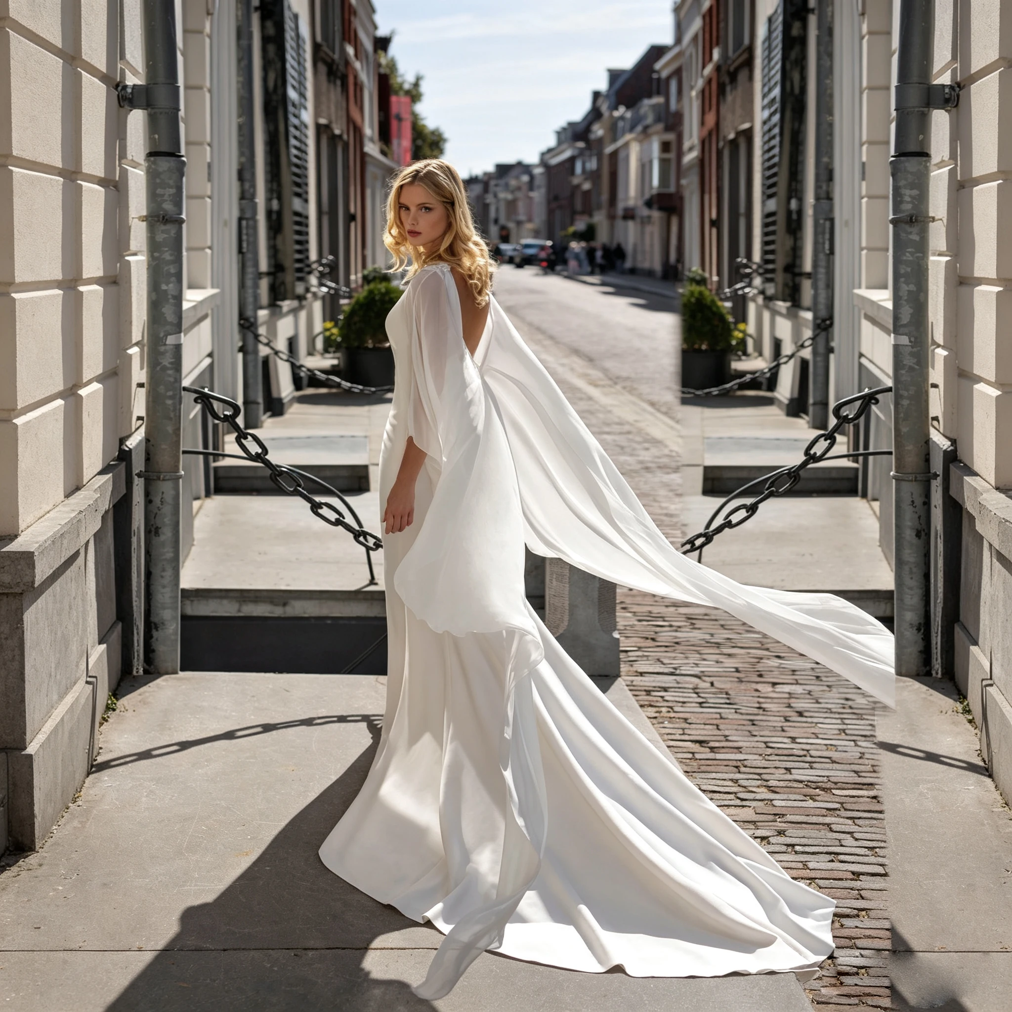 Deep V Satin Mermaid Wedding Dress Sleeveless Sweep Train Minimalist Civil Bridal Gown Custom Plus Size Bride Ceremony Elopement