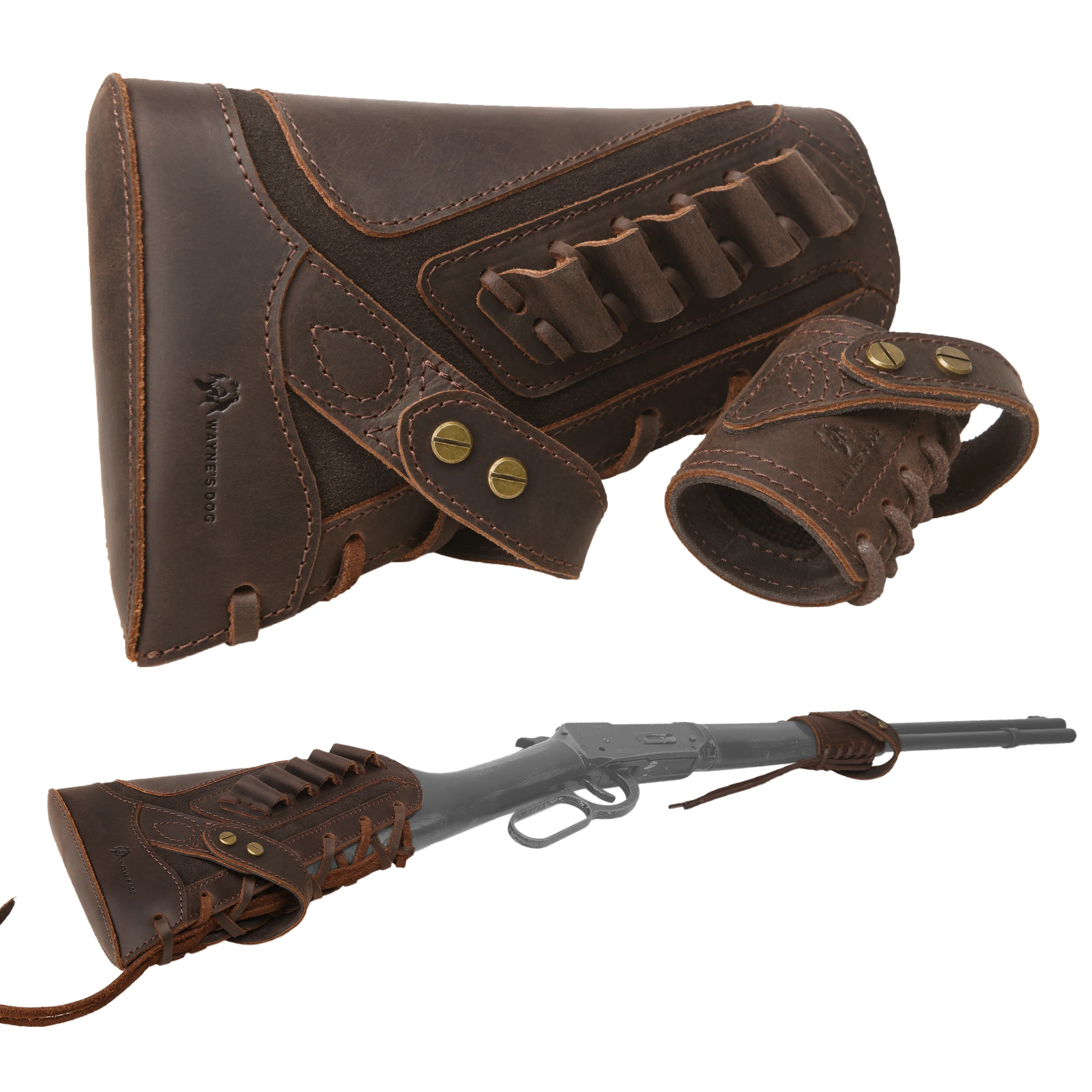 1 دعوى لا الحفر الجلود بندقية الذخيرة غطاء أزرار الحقيبة مع حلقة حامل البندقية ل.30/30.308.22.45/70.357