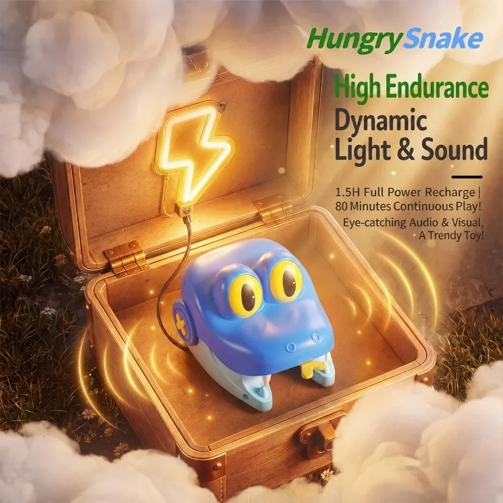 Magnetic Snake Battle Car Toy 2 Players Interactive Crocodile Battle Game Rechargeable Toy with Energy Beans Christmas Gifts