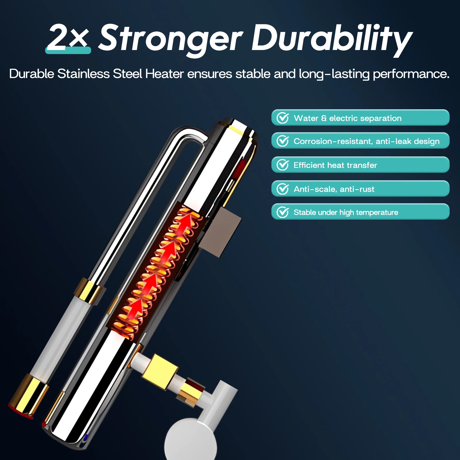 Chauffe-eau électrique instantané sans réservoir, 220V, 5500W, douche/salle de bains, sous évier, cuisine, adapté à l'hôtel