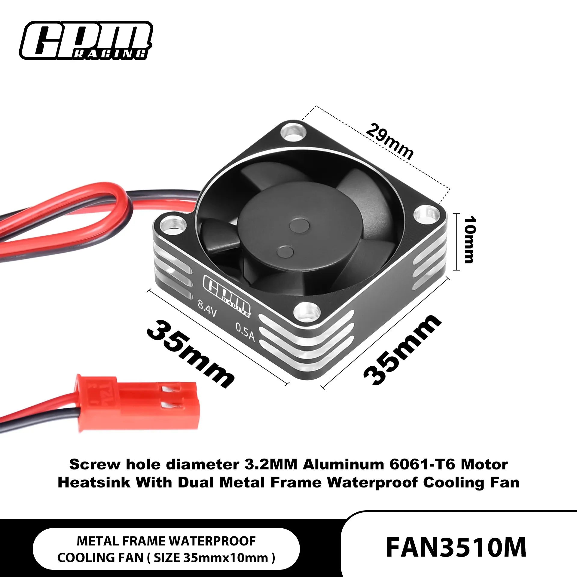 

Metal frame strong heat dissipation waterproof fan 35x10mm high speed 20000RPM