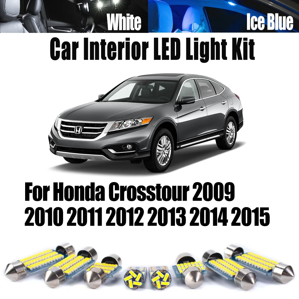 17Pcs Canbus Car Bulbs For Honda Crosstour 2009 2010 2011 2012 2013 2014 2015 LED Interior Ceiling Door Vanity Mirror Light Kit