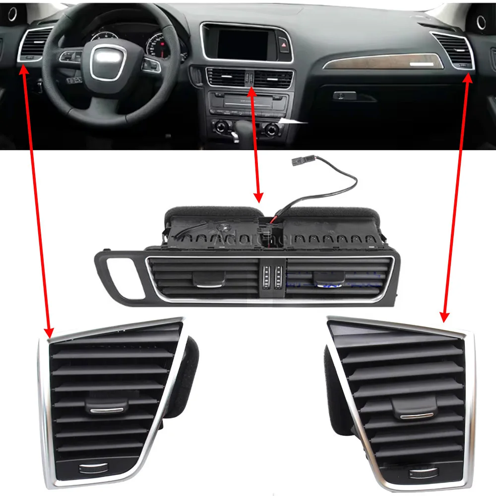 LHD Front Dash Middle Left Right Air Conditioner AC Vent Grille Frame Outlet Assembly for Audi Q5 2009-2018 8R1820951 8R1820901