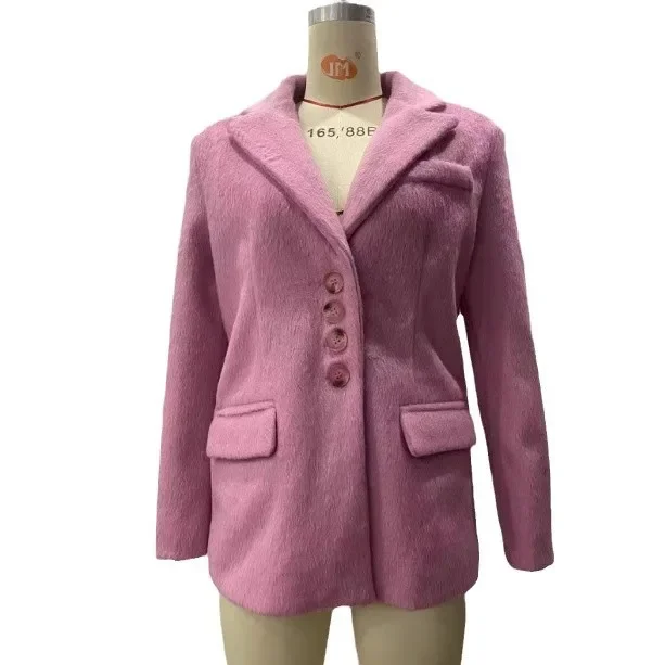

Women's Tweed Blazer Notched Lapel Single Breasted Long Sleeve Tailored Office Wear Classic Fall Jacket