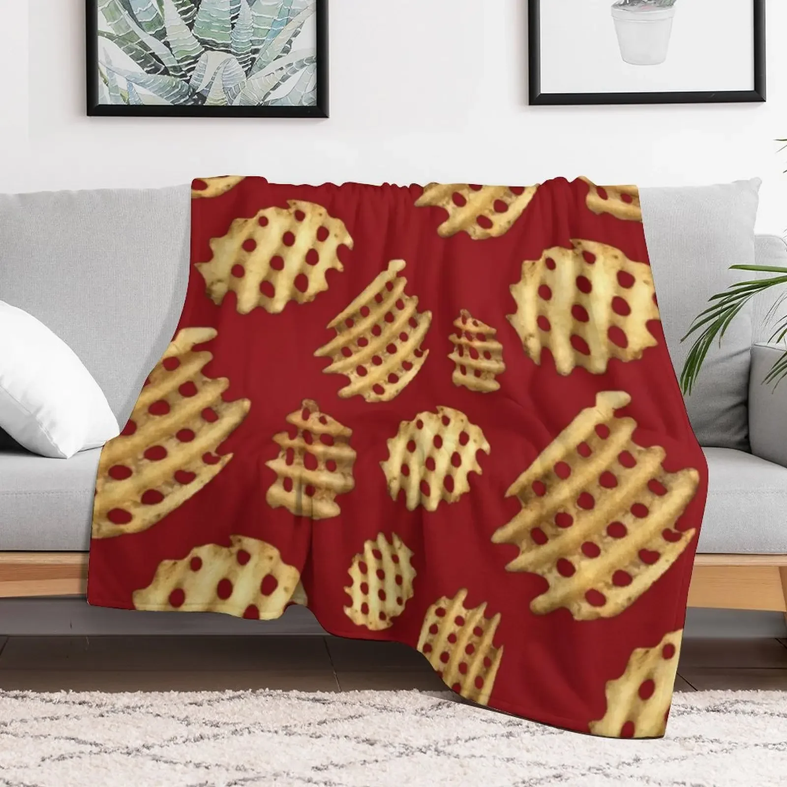 Crunchy Waffle Fries Throw Blanket Warm Comfortable Blanket Gift for Parents Friends