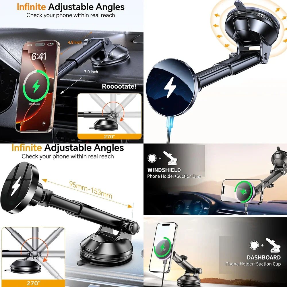 New Electronic Accessories Trend Magnetic Wireless Car Charger Windshield Car Phone Holder Consumer Electronics Trending Product