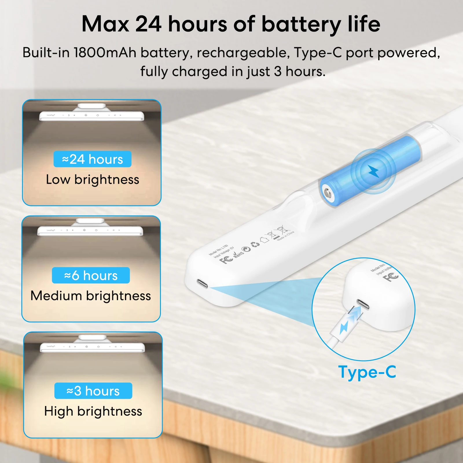 RiooCubee LED كتاب ضوء لاسلكي 3 ألوان عكس الضوء USB قابلة للشحن مصباح القراءة للكتب في السرير كليب على ضوء الليل #3