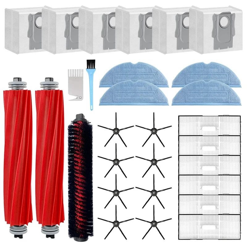 Roborock S7 Maxv Ultra / S7 Pro Ultra 진공 청소기용 교체 부품, 액세서리 키트, 롤러 브러시 먼지 봉투 포함
