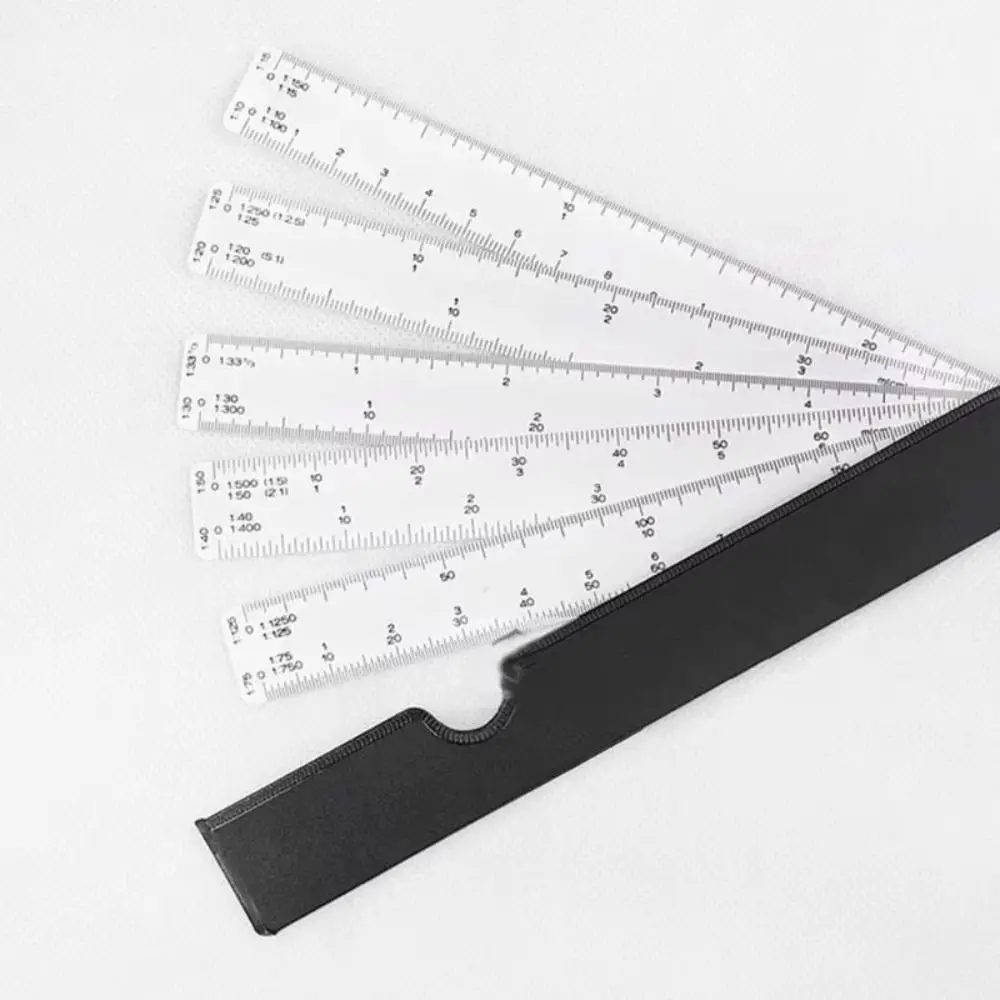 5-Blatt-Lineal in Fächerform, multifunktional, mit mehreren Skalen, faltbar, für Bildungszwecke, Zeichenwerkzeuge, Skalenlineal, Schreibwaren