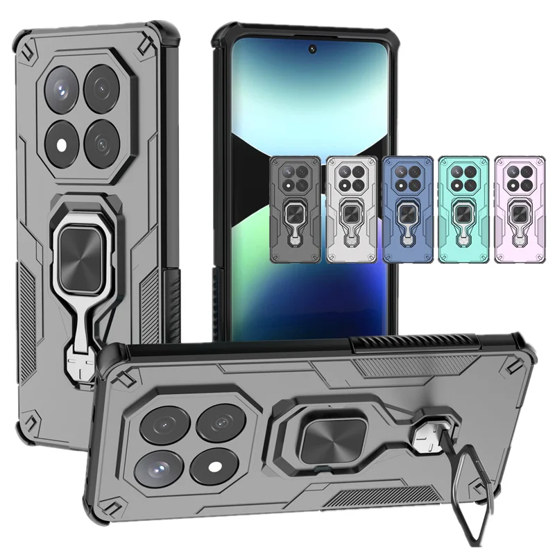 Objektivschutz-Ständerhülle für Redmi Note 14 Pro 5G Note 15 Pro+ Plus Cover Ringständer Magnetische Halterung Schutzhülle Fundas Coque