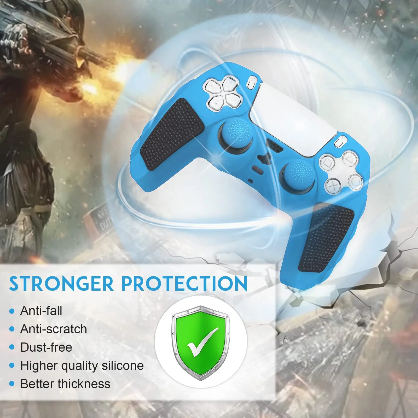 1-teilige Silikon-Controller-Hülle für Playstation 5, PS5-Controller, schützende Haut und Daumengriffe für DualSense Mix Color Cover