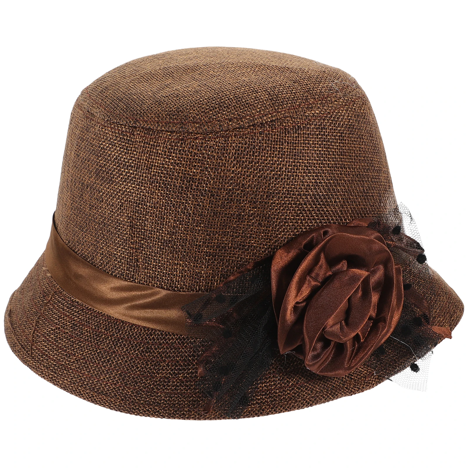 

Church Hat Vintage Tea Party Elegant Lace Flower Decor Fashionable Bucket Hat Thermal Outdoor Casual Headwear For Women