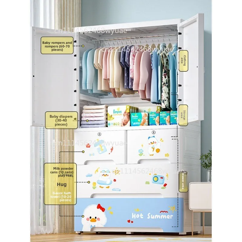 Wholesale 75cm Cartoon Type Large Thickened Baby Storage Cabinet Baby Closet Children's Toy Storage Drawers With Lock Handle