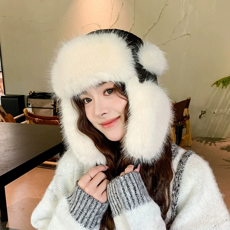 2027 New Winter Travel Warm Ear-Covering Pilot Hat—Thickened, Cold-Resistant, Mink-Style Cycling Hat with Ear Flaps